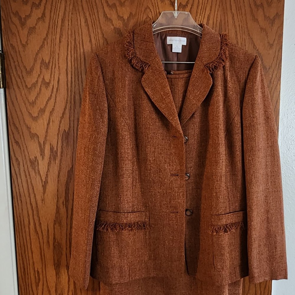 VINTAGE NWOT NEVER WORN Worthington 2 piece rust suit jacket skirt tweed set